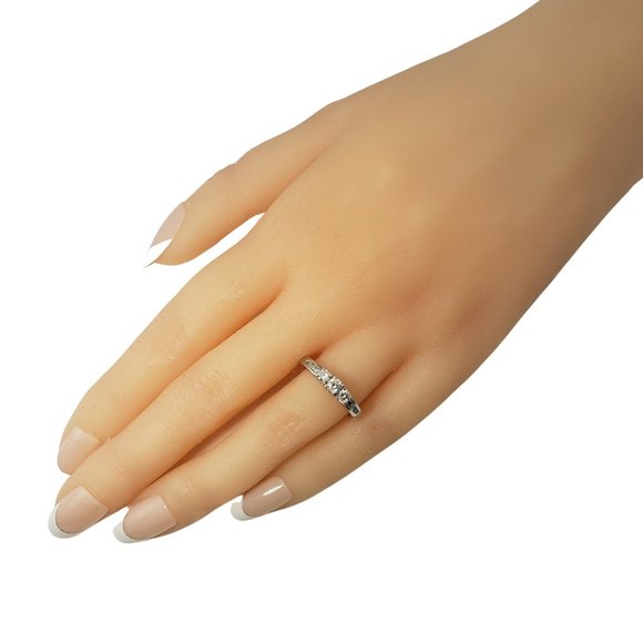 Vintage 14 Karat White Gold and Diamond Past Present Future Ring Size 5.5 #11773 - Picture 9 of 10